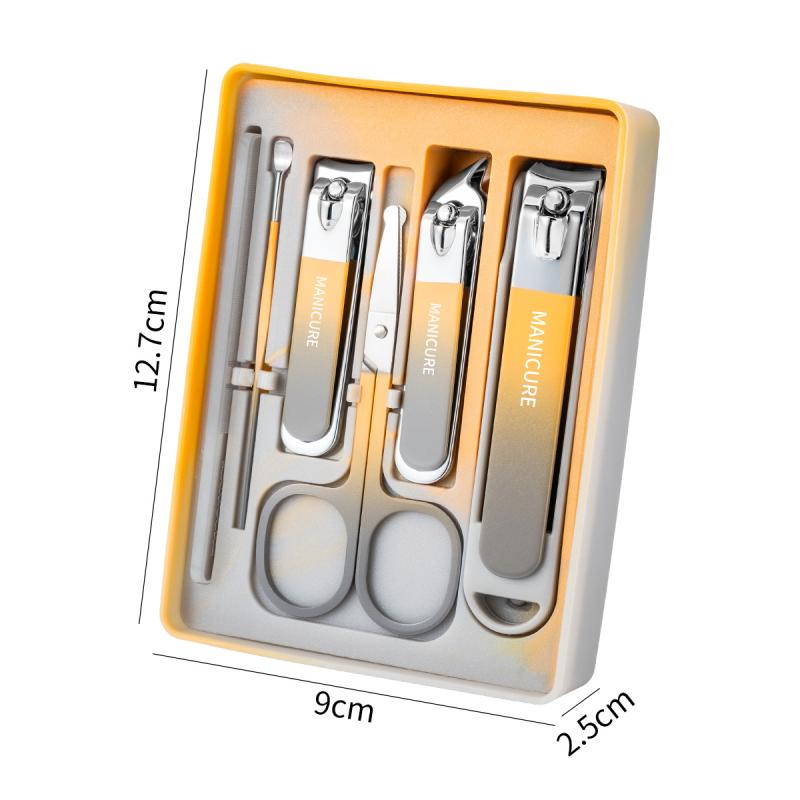 ネイルケア レディース メンズ 爪切り セット 耳かき 鼻毛カッター 飛散防止 グラデーションカラー 5点セット 7点セット 炭素鋼