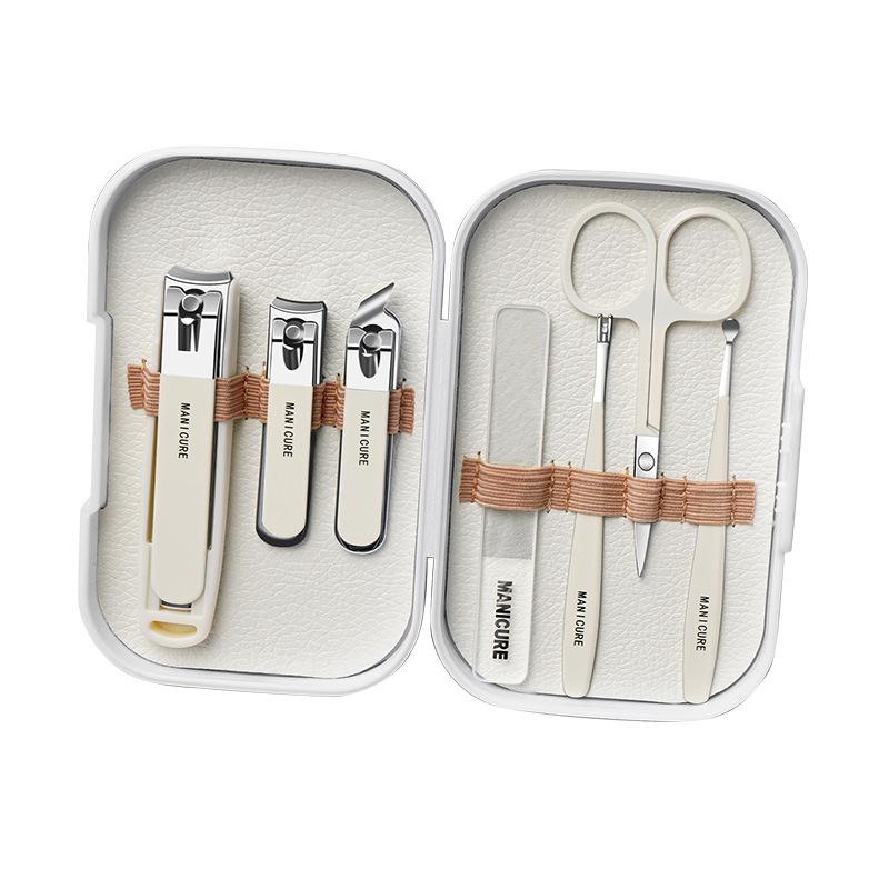 ネイルケアセット 男女兼用 爪切り 甘皮プッシャー 高品質ステンレス製 飛び散り防止ケース付き 携帯便利 7点セット