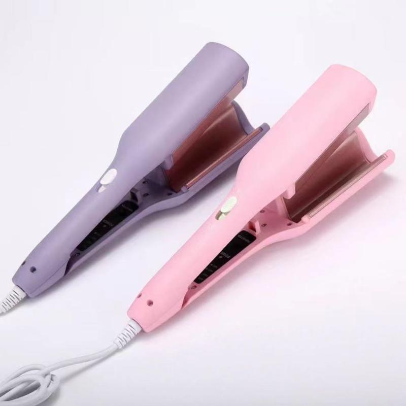 ヘアアイロン レディース 大波巻き 32mm コテ 卵型 カールアイロン ウェーブ 烫夹板 水波纹 火焰 巻き器 パーマ 交流式 ピンク系 薄紫 3分スタイリング
