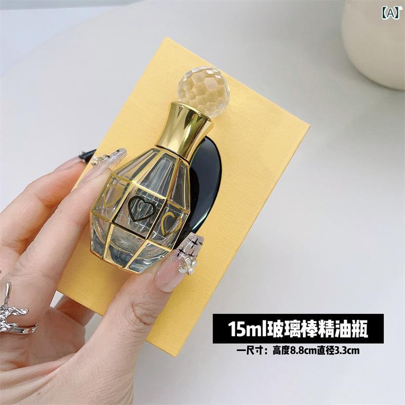 香水 瓶 アロマオイル 精油 ガラス 容器 スポイト 15ml ハート リーフ クローバー 雪の結晶 詰め替え ..