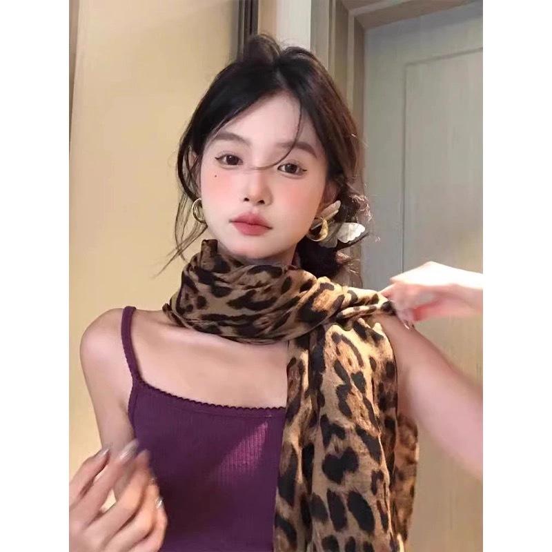 スカーフ レディース ヒョウ柄 豹柄 大判 ストール ショール レトロ 韓国風 バリ紗 春 個性派 トレンド アニマル柄 アクセント 180cm×90cm