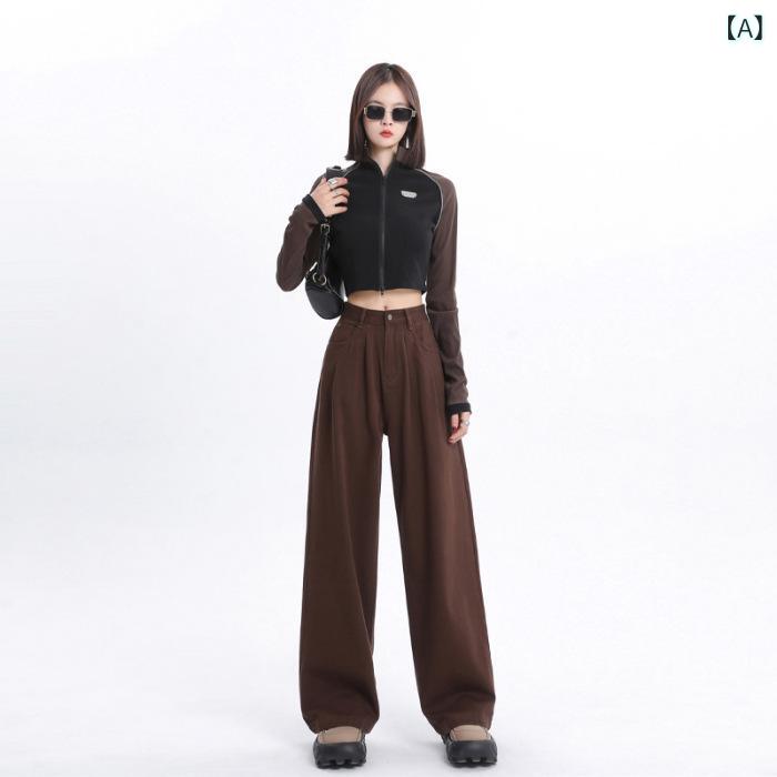 ・カテゴリ: ワイドパンツ・主な素材: 綿100%・スタイル: 御姐風・パンツ丈: ロング・ウエスト: ハイウエスト・厚み: 中厚・カラー展開: ブラウン、ホワイト、ブラック・サイズ展開: XS、S、M、L、XL、2XL・パンツタイプ: ストレート・伸縮性: 微弾