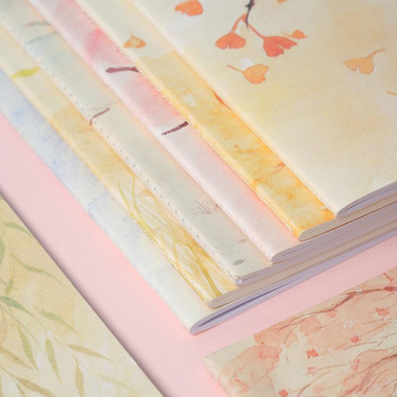 ノート B5サイズ 学生 作業用 かわいい デザイン 道林紙 80G 銀杏 小鹿 梅 花柄