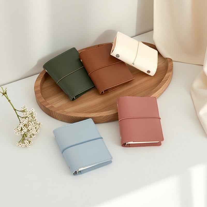 手帳 レディース メンズ ノート 再生繊維 バンド付き PUレザー かわいい 無地 学生 活版印刷 ルーズリーフ バインダー ビジネス 普段使い 80枚 レッド系 ブルー系 ブラウン系