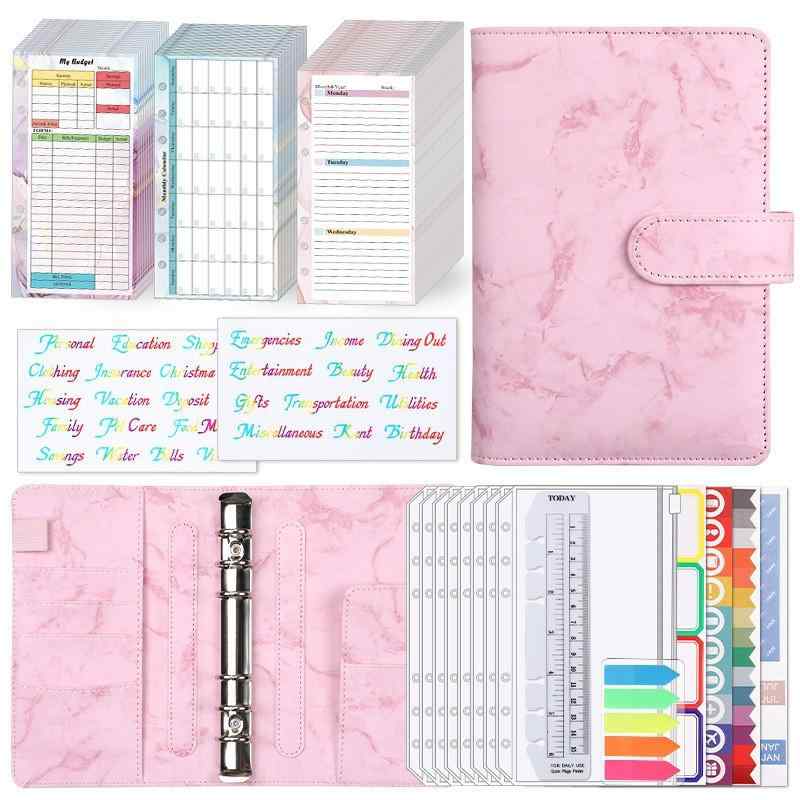 手帳 ノート 大理石柄 PUレザー バインダー式 システム手帳 活頁 詰め替え可能 おしゃれ かわいい 文房具 オフィス用品