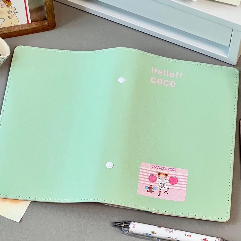 ノート レディース A6 バインダー式 日記帳 かわいい おしゃれ カラフル 替え芯付き フェイクレザー