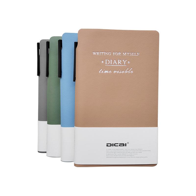 ノート レディース メンズ 兼用 ビジネス オフィス 学生 日記 PUレザー風 フェイクレザー 40g ドーリング紙 60K グリーン ブルー グレー ブラウン