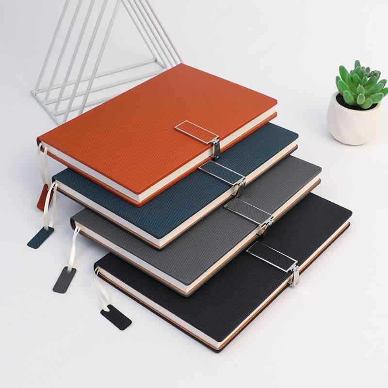 ノート A5 PUレザー 磁気ボタン式 ビジネス オフィス スケジュール帳 ロック糸綴じ 米色上質紙