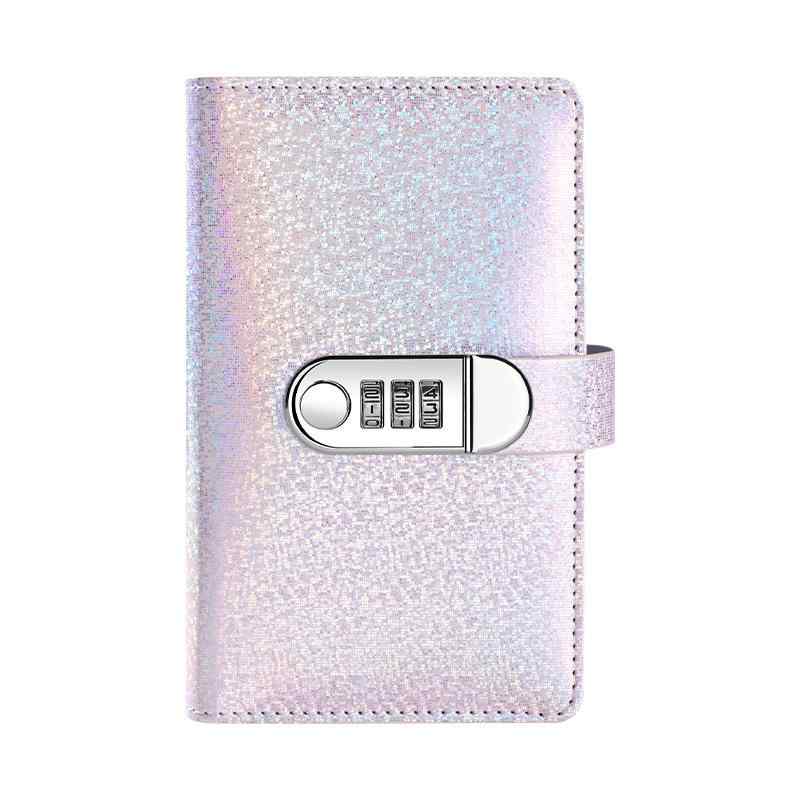 ノート かわいい パスワードロック式 現金貯金本 紙幣収納 アルバム 家計簿 プリンセスピンク スカイブルー スターブラック ラベンダー PUレザー 透明内ページ