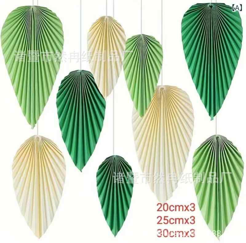 扇子 パーティー飾り 壁掛け装飾 草緑 果緑 米白色 ペーパーファン 誕生日 端午の節句 イベント 教室