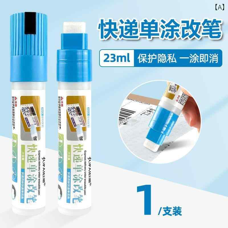 文房具 修正ペン 塗抹ペン 大容量 23ml 塗りつぶし 隠し インク 事務用品 ブルー ホワイト