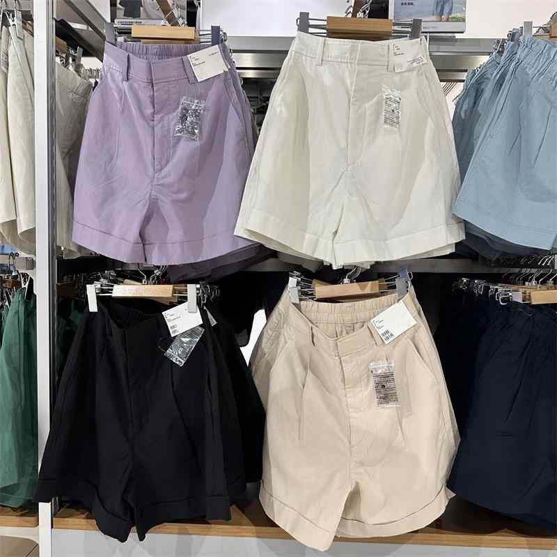ショートパンツ レディース 春夏 麻混 リネンブレンド ハイウエスト 緩い 楽ちん タック ワイド ハーフパンツ 短パン 半パンツ ボトムス カジュアル デイリー 普段使い お出かけ リゾート 涼しい 軽量 薄手 快適 無地 ナチュラル シンプル ベージ