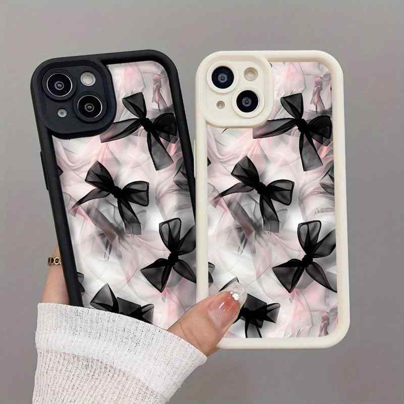 乐天商城 - スマホケース レディース iPhone15 iPhone14 iPhone13 iPhone12 iPhone11 携帯ケース ブラック バンパーケース 耐衝撃 シンプル かわいい リボン