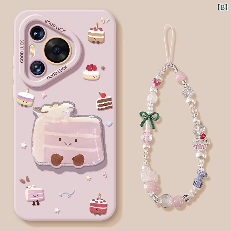 スマホケース Huawei Pura 全機種対応 シリコン ソフトケース 耐衝撃 かわいい ケーキ デコレーション 立体 韓国風 スマホカバー 白 紫
