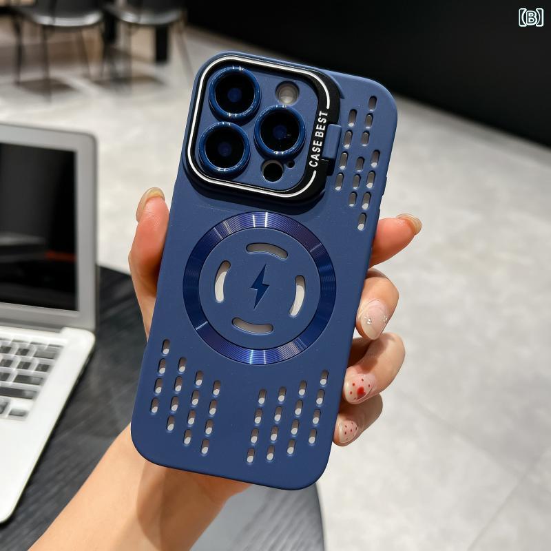 スマホケース iPhone15 iPhone16pro 冷却 磁気 マグネット スタンド機能 TPU 耐衝撃 指紋防止 ブラック ネイビー オレンジ パープル グリーン グレー