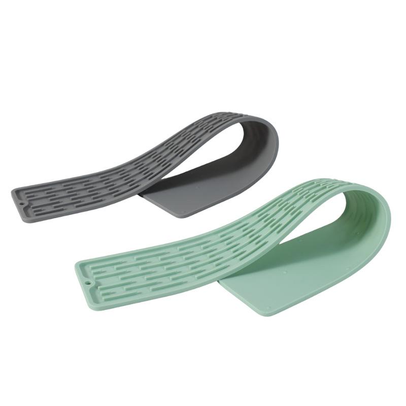 キッチン用品 シリコン 排水マット スリム 隙間活用 滑り止め 断熱 シンク 洗面台 乾燥 グレー 冷灰色 ..
