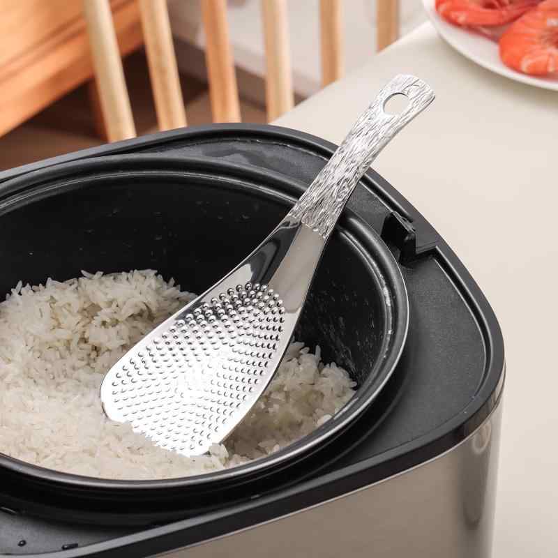 飯杓 ステンレス製 杓文字 厚手 滑り止め加工 家庭用 本色