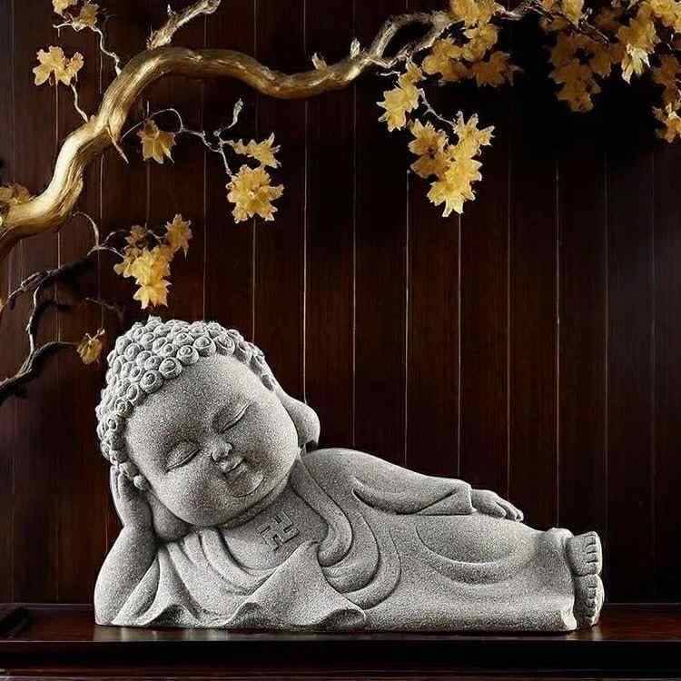 仏像 オブジェ インテリア 釈迦如来 涅槃像 青砂石風 寝仏 置き物 卓上 玄関 庭 癒し
