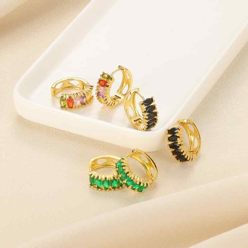 イヤリング レディース 18K金メッキ 彩色ジルコニア 小さめ デザイン チタン製ポスト 金属アレルギー対..