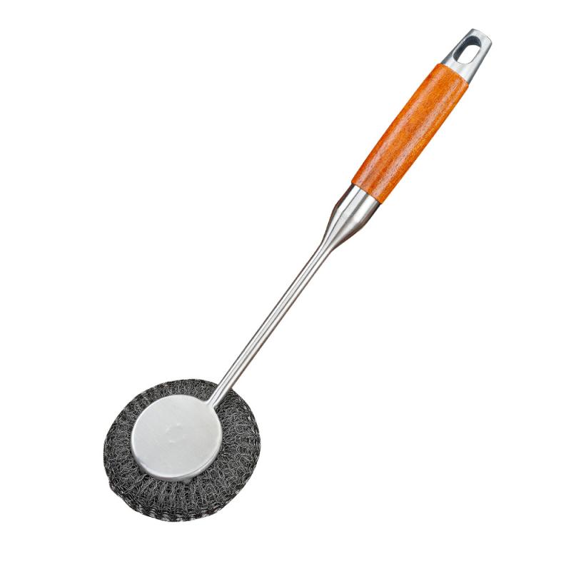 キッチン用たわし 多機能 不锈钢製 スチールたわし 鍋 フライパン洗い クリーニングブラシ 長柄 掃除用具