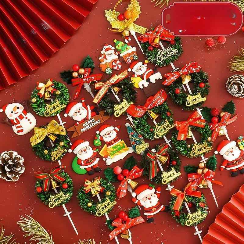 ケーキトッパー クリスマス ケーキ デコレーション クリスマスツリー 雪だるま トナカイ サンタクロース パーティー イベント お菓子 スイーツ デコレーション