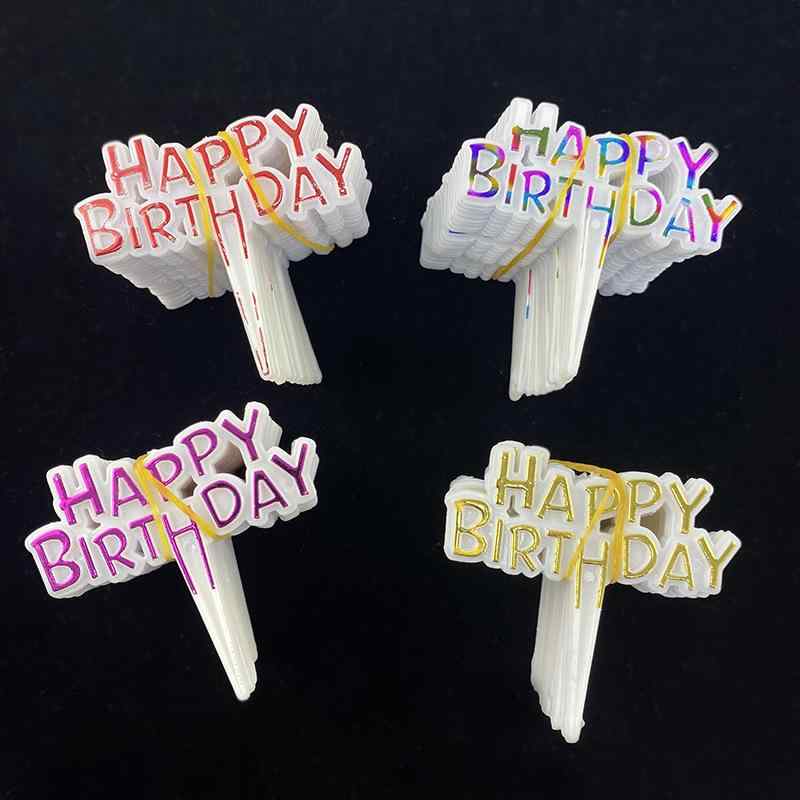 ケーキトッパー 誕生日 飾り付け 100個 セット プラスチック製 お祝い イベント パーティー ケーキ デコレーション 用品 ゴールド レッド ブルー