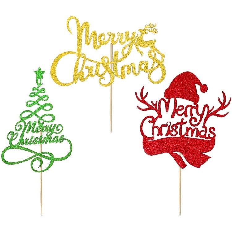 ケーキトッパー クリスマス パーティー ケーキ デコレーション 紙製 24個セット