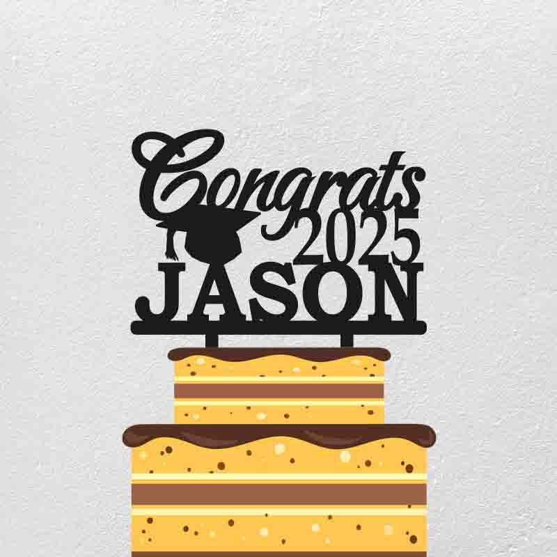 ケーキトッパー 卒業式 パーティー デコレーション アクリル製 ブラック ホワイト レッド ミラーゴール..