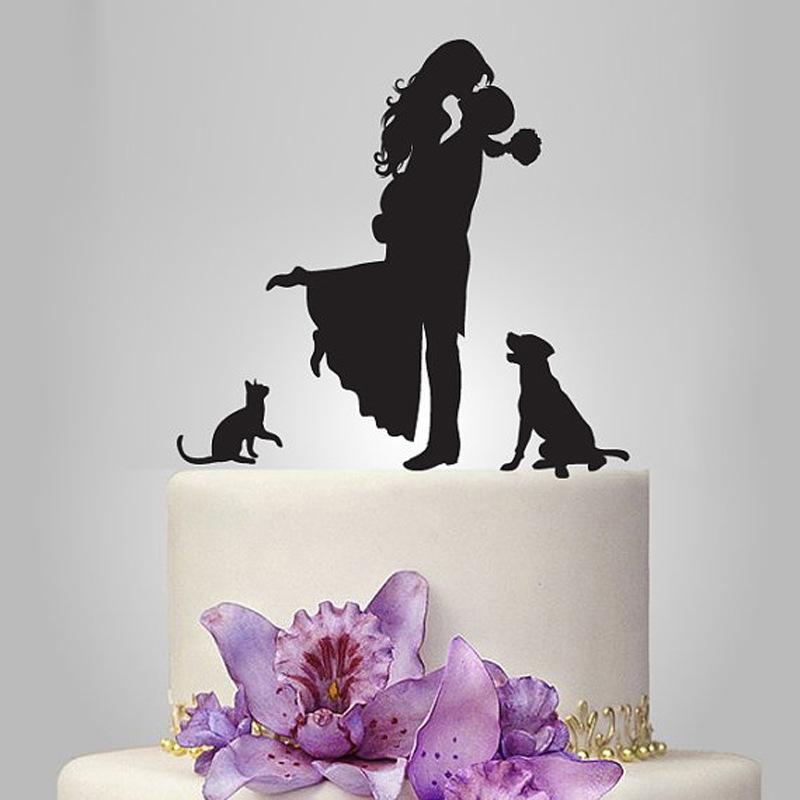 ケーキトッパー ペア アクリル製 ウェディング 結婚式 猫 犬 ペットケーキ デコレーション 幅14cm 16cm..