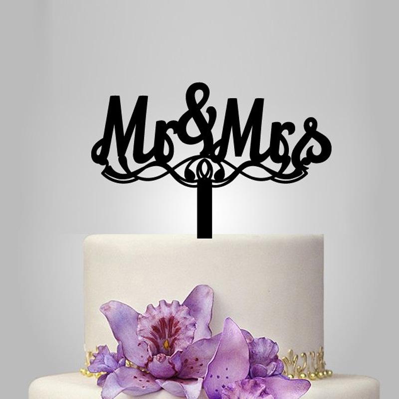 ケーキトッパー 結婚式 Mr Mrs アクリル製 レトロ ケーキ デコレーション 幅14cm 16cm 18cm 20cm ブラ..