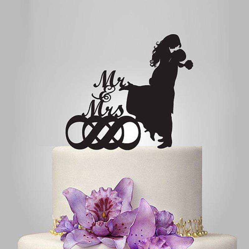 ケーキトッパー 結婚式 新郎新婦 アクリル Mr &amp; Mrs ウェディング ケーキ デコレーション ブラック..