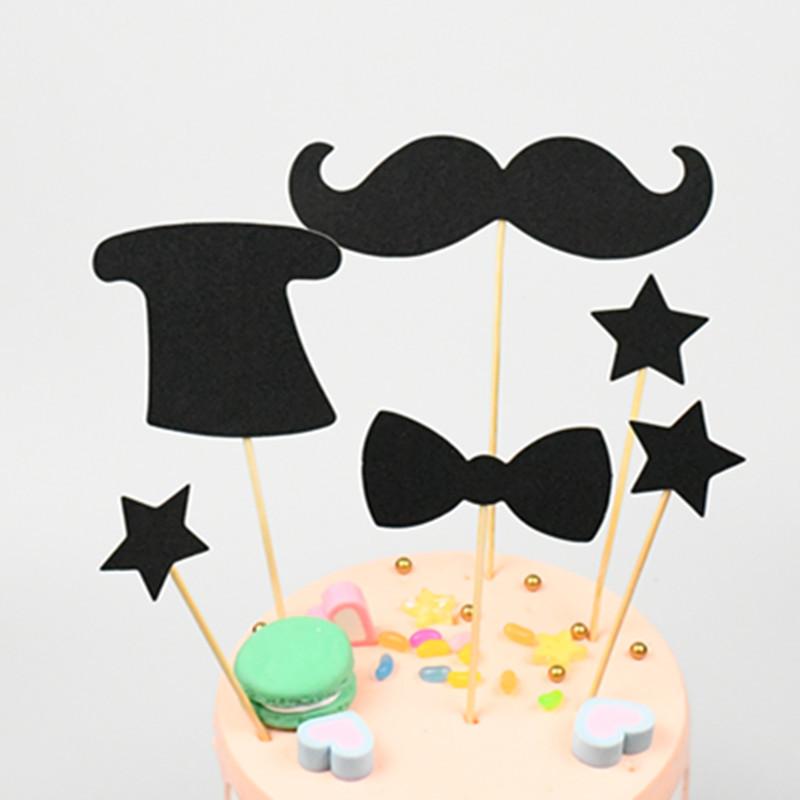 ケーキ デコレーション 飾り ブラック ジェントルマン 6点セット ケーキトッパー デザート 誕生日