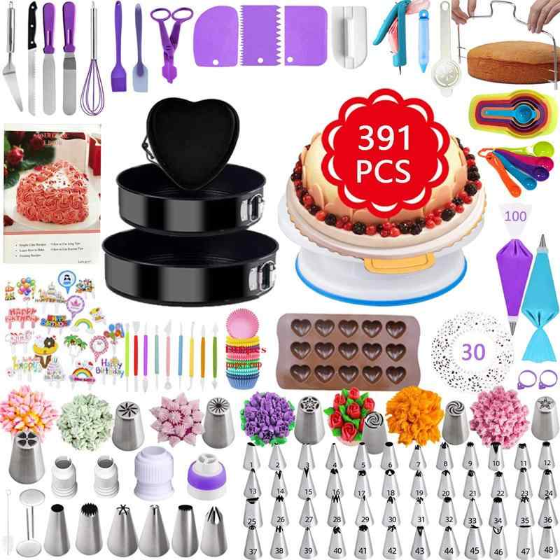 製菓道具 セット ケーキ ターンテーブル デコレーションツール 焦げ付き防止 ベーキングトレイ ケーキカップ スクレーパー スパチュラ ブラシ ノズル ペストリーバッグ