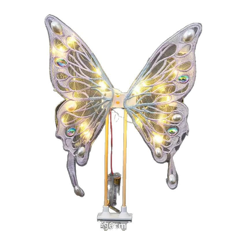 パーティーグッズ デコレーション 刺しゅう 蝶 バタフライ ライト 光る LED ピンク パープル ホワイト