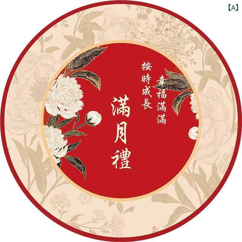 ベビー用地墊 百日祝い 満月祝い 赤色 写真撮影道具 儀式用地毯 ラウンドマット プレイマット