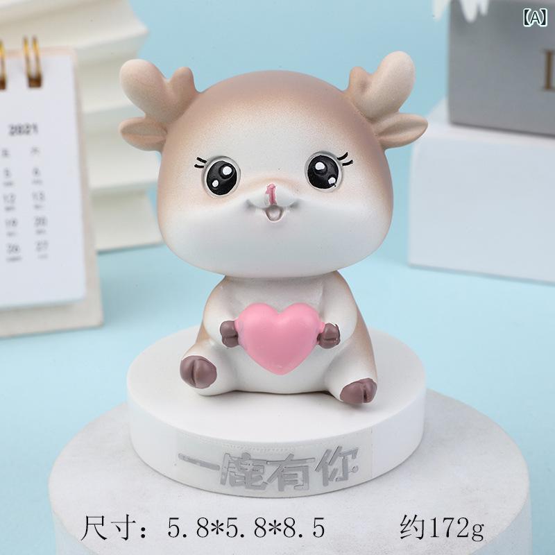 車載置物 かわいい鹿 カーアクセサリー 車内装飾 樹脂 中式 ラッキーアイテム 幸運 お守り 縁起物 開運 癒し 車用品 ギフト プレゼント