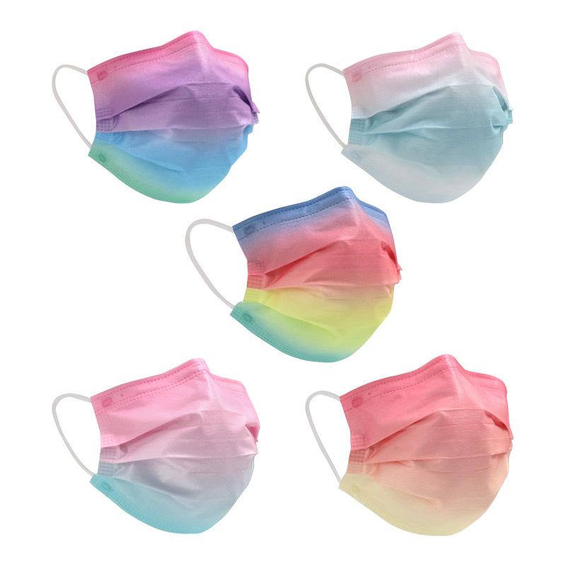 マスク かわいい レディース 防塵 日焼け止め 不織布 快適 グラデーション 個包装 虹色