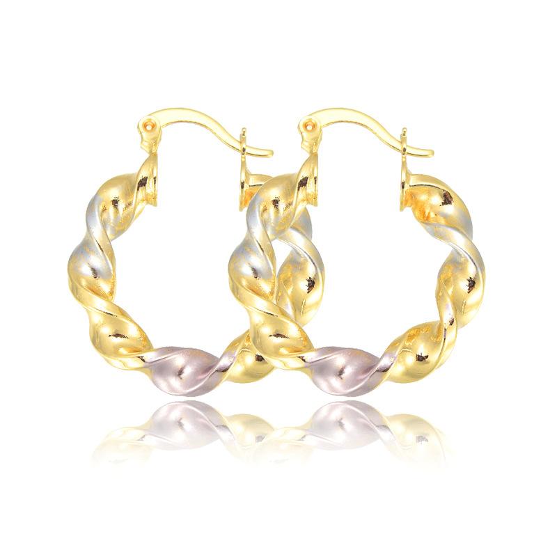 イヤリング レディース カラフル レトロ ドロップ 麻花 フープ 電気メッキ加工 ヴィンテージ風 アクセ..