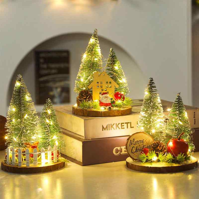 クリスマスツリー 木製 ミニ 卓上 飾り オーナメント かわいい 雪 欧風 カートゥーン デコレーション