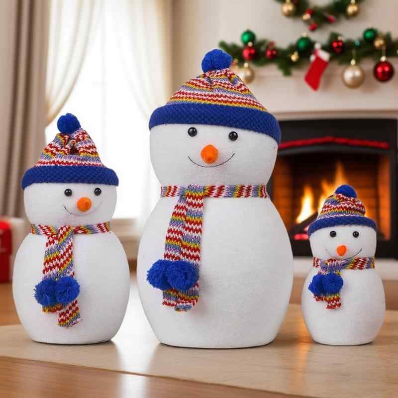 クリスマス 雪だるま 人形 ぬいぐるみ デスク 飾り クリスマスツリー アクセサリー 赤帽子 青帽子