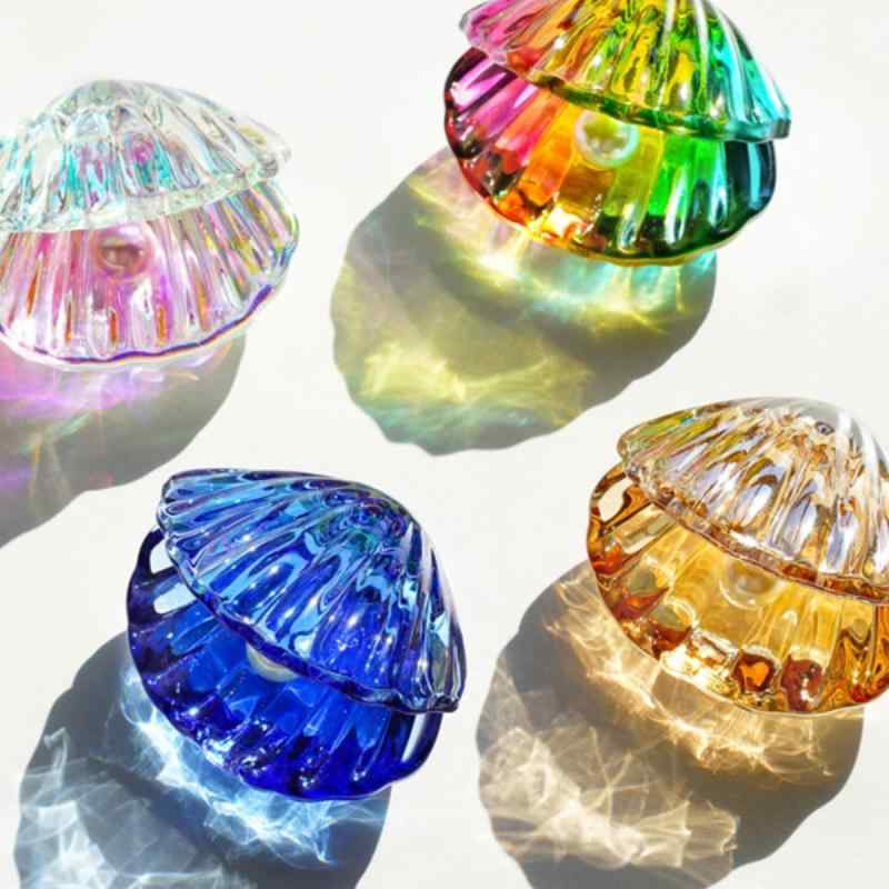 置物 オブジェ ミニ クリスタル パール 貝殻 シェル ドレッサー デコレーション 透明 虹色 シャンパン..