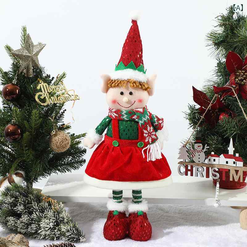 クリスマス 飾り 伸縮 ドール 人形 ぬいぐるみ レッド グリーン エルフ 窓 ディスプレイ スタンド 伸縮式 クリスマス飾り かわいい 2