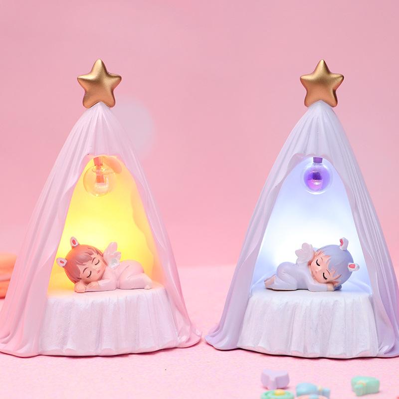 ナイトライト レディース ガールズ 向け ベッドサイド ランプ 樹脂製 置き物 オブジェ デスク ライト ..