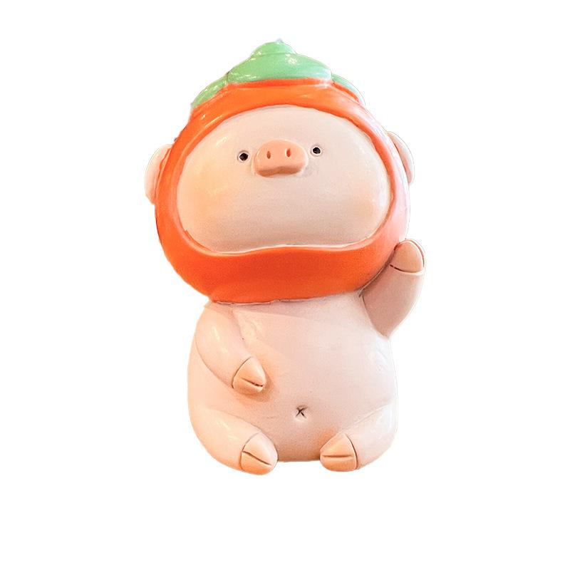 置物 オブジェ 豚 柿 如意 樹脂 カートゥーン かわいい 手作り デスク 飾り 誕生日 ギフト ラッキーア..