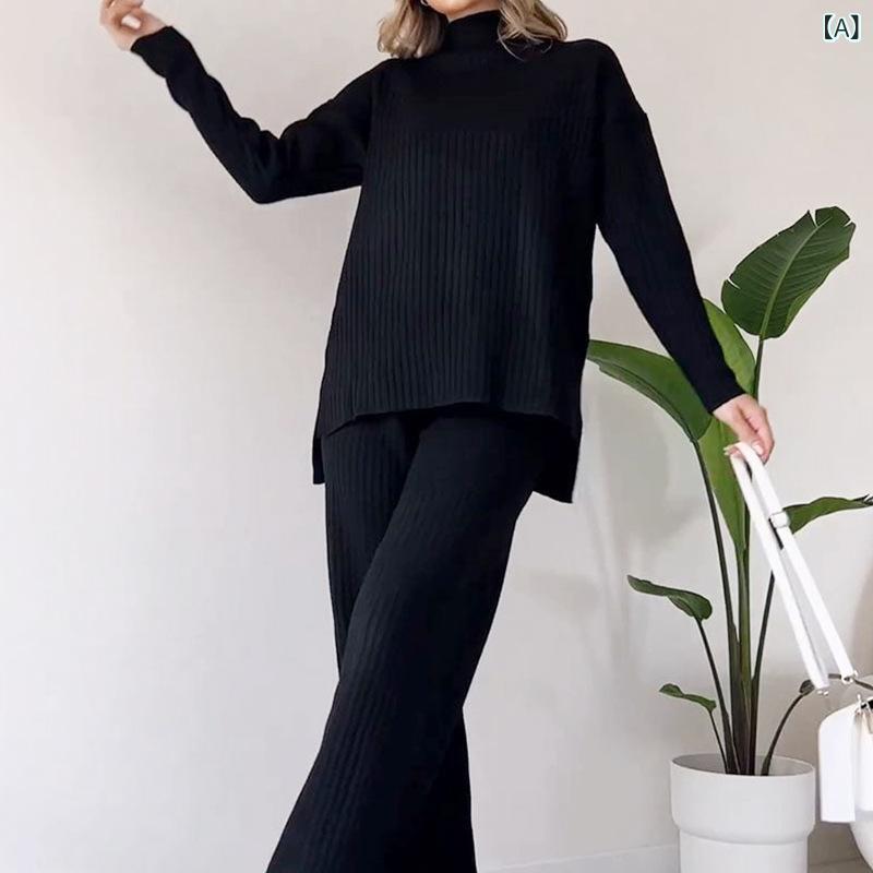 セットアップ レディース ファッション パンツスーツ ニット テーパードパンツ カ...