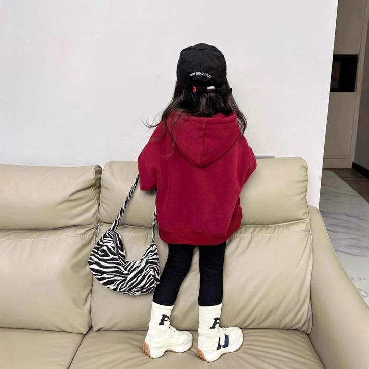 子供服 スウェット 秋冬 加厚 裏起毛 パーカー 上下セット 女の子 かわいい おしゃれ 長袖 パンツ スポーティー 普段着 ワインレッド 90cm 100cm 110cm 120cm 130cm 140cm