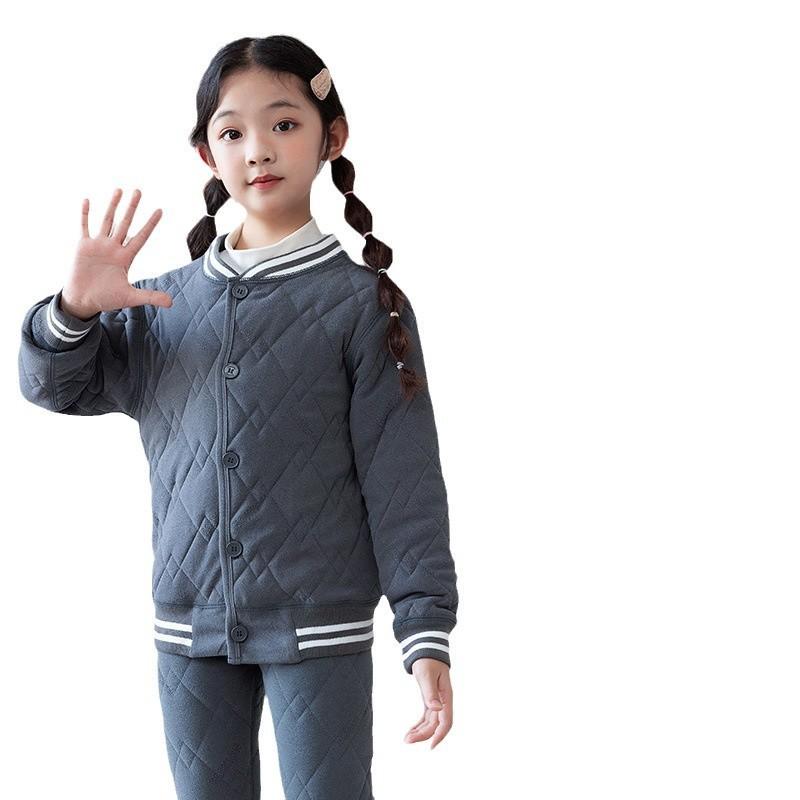 子供用インナーウェア セットアップ 女児 大童 校服 インナー 秋冬 厚手 裏起毛 あったか ピンク系 グレー系 パープル 110cm 120cm 130cm 140cm 150cm 160cm 170cm