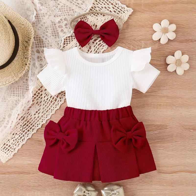 ベビー服 女の子 セットアップ 半袖トップス チュールスカート ヘアアクセサリー付き 上下セット かわいい プリンセススタイル 赤ちゃん 幼児 春夏 秋冬 お出かけ 普段使い