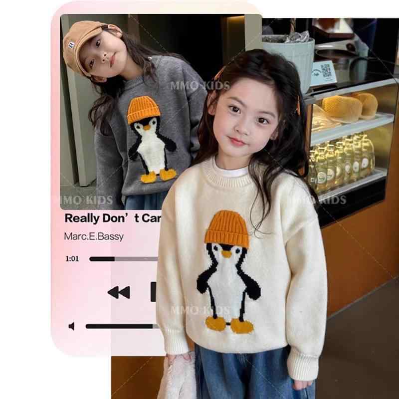 子供服 ニット セーター 長袖 秋冬 女の子 中大童 トップス ラウンドネック 厚手 ニットウェア カットソー 通学 普段使い かわいい オシャレ ポリエステル グレー 杏色