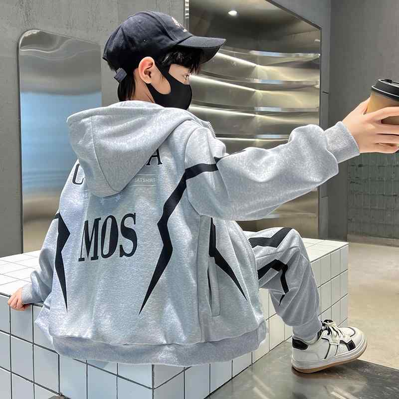 キッズ スウェット セットアップ 秋冬 子供服 裏起毛 暖かい フード付き トレーナー パンツ 上下セット 男の子 女の子 普段着 部屋着 グレー ブラック 120cm 130cm 140cm 150cm 160cm 170cm